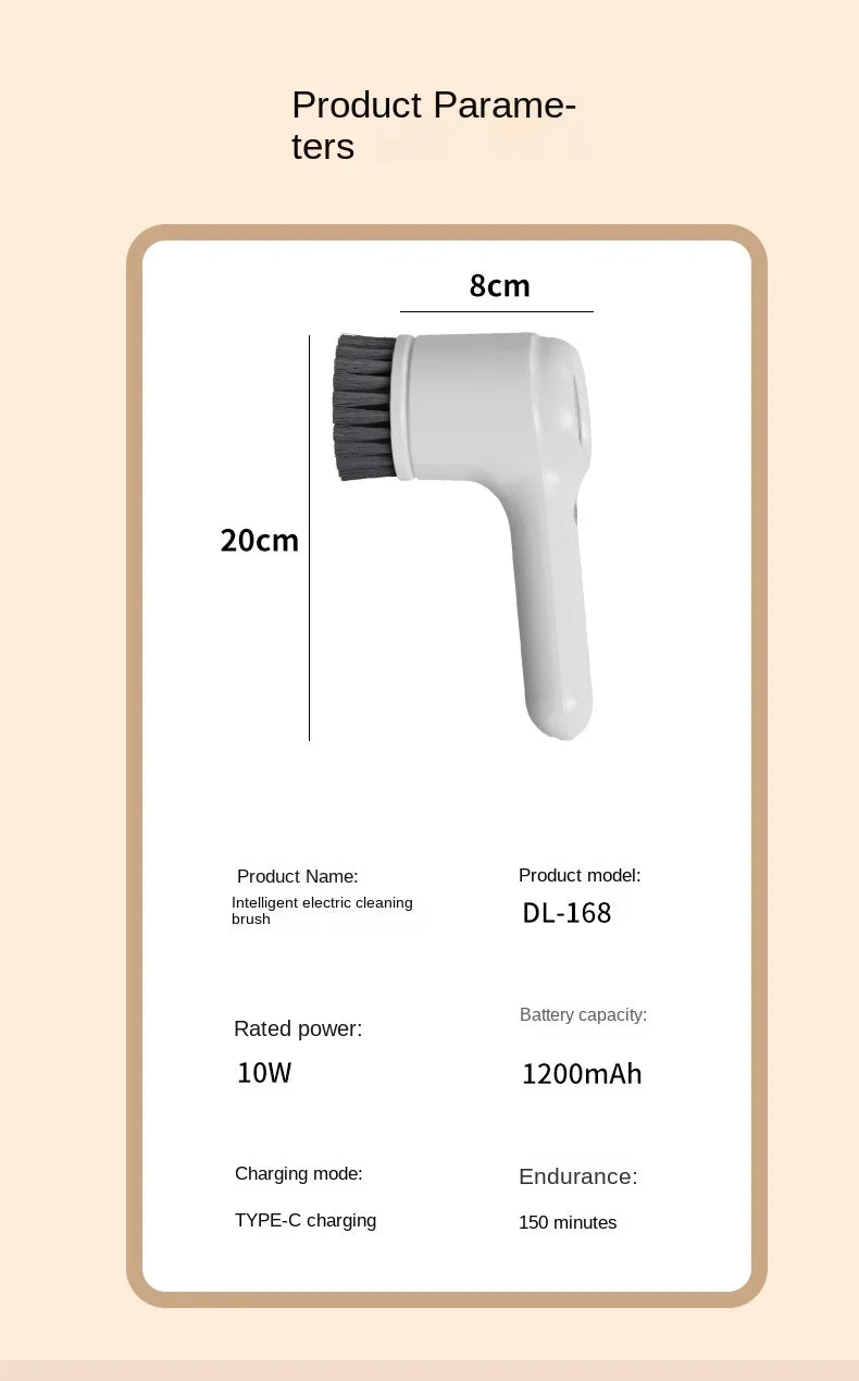 New5-in-1 electric handheld rotating cleaning brush with 5 replaceable brush heads,kitchen utensils,shoe uppers,and gap cleaning