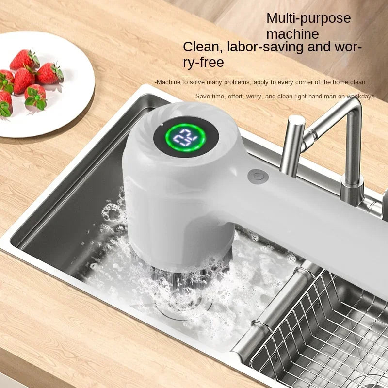 New5-in-1 electric handheld rotating cleaning brush with 5 replaceable brush heads,kitchen utensils,shoe uppers,and gap cleaning