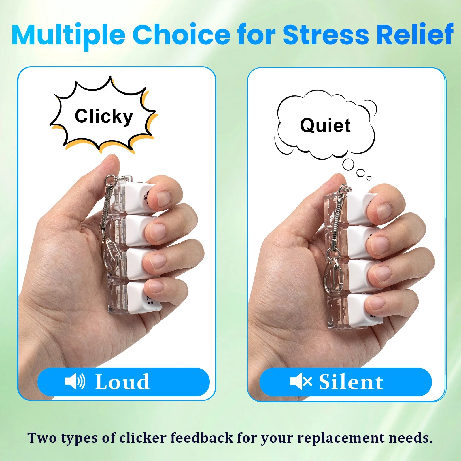 4 Keys Keyboard Fidget Toys Keyboard Clicker Keychain Fidget Sensory Fun Toys for Anxiety Decompression Keyboard Fidget Clicker