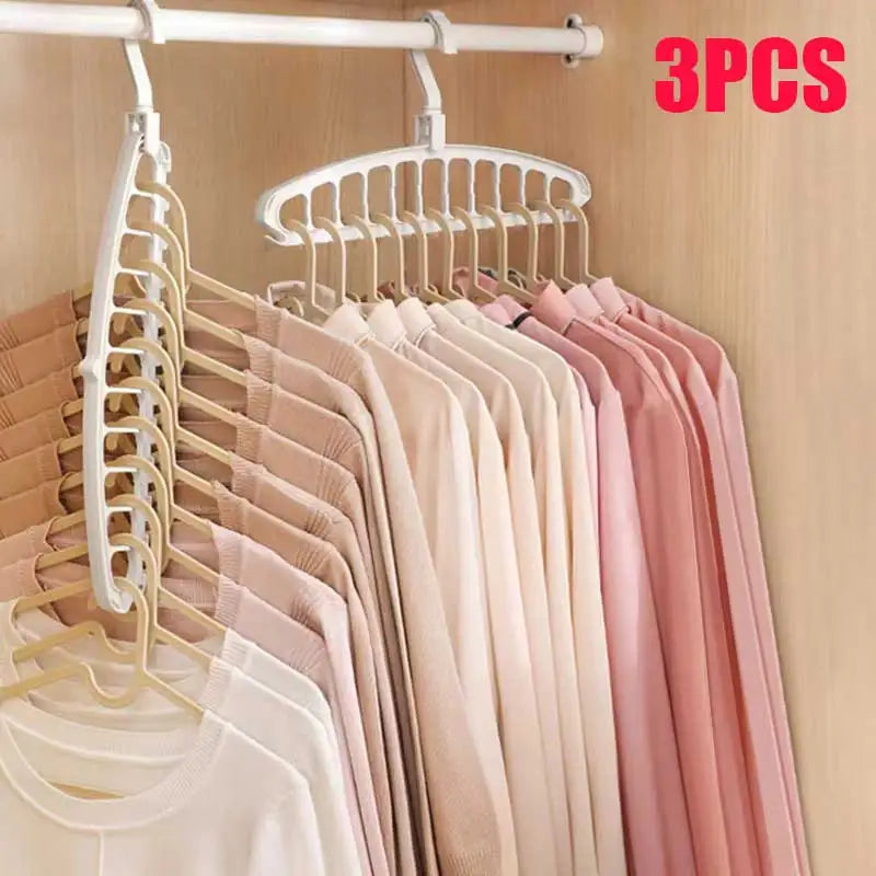 Folding Multi-Hole Clothes Hanger Non-slip Storage Rack Space Saving Clothes Rack Organizers For Wardrobe Jeans Trousers Scarf