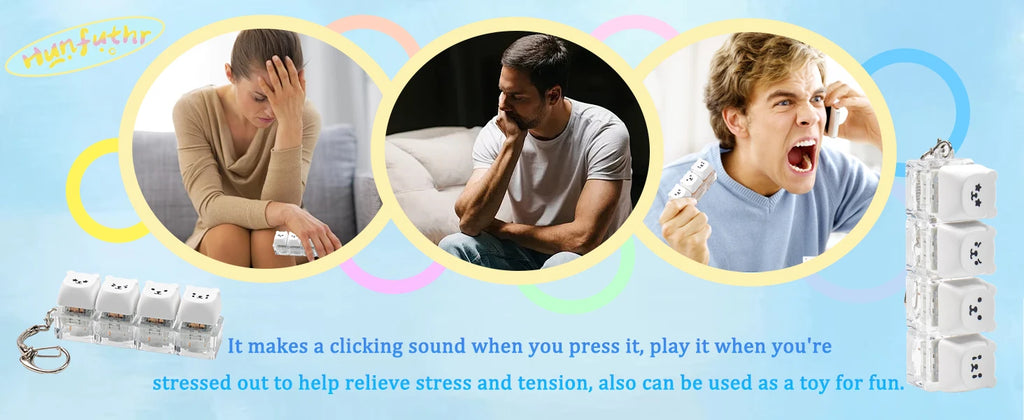 4 Keys Keyboard Fidget Toys Keyboard Clicker Keychain Fidget Sensory Fun Toys for Anxiety Decompression Keyboard Fidget Clicker