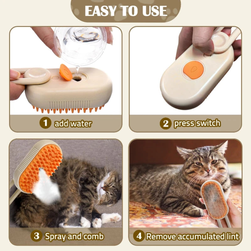 Cat Brush Hair Remover Cat Steam Brush Electric Cleaning Brush Glove for Dogs Removes Take Out Hairs Vapir Cat Accessories