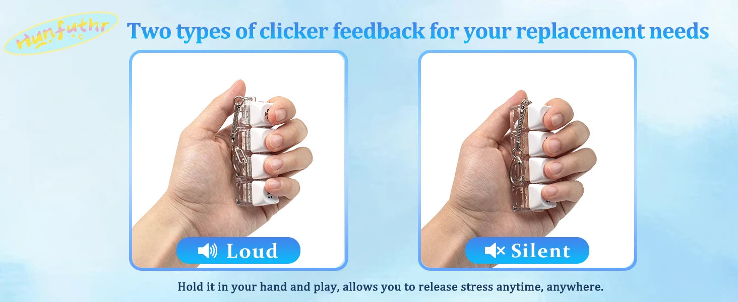 4 Keys Keyboard Fidget Toys Keyboard Clicker Keychain Fidget Sensory Fun Toys for Anxiety Decompression Keyboard Fidget Clicker