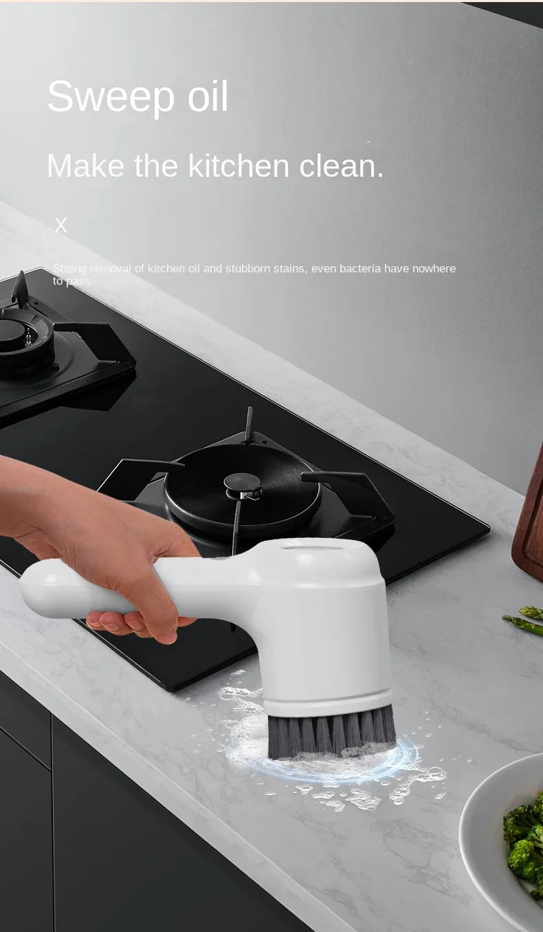 New5-in-1 electric handheld rotating cleaning brush with 5 replaceable brush heads,kitchen utensils,shoe uppers,and gap cleaning