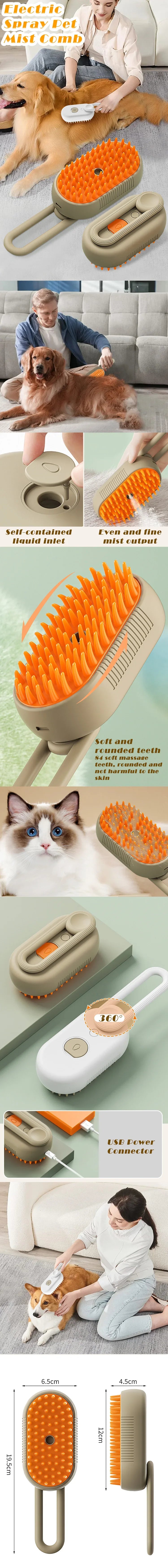 Cat Brush Hair Remover Cat Steam Brush Electric Cleaning Brush Glove for Dogs Removes Take Out Hairs Vapir Cat Accessories