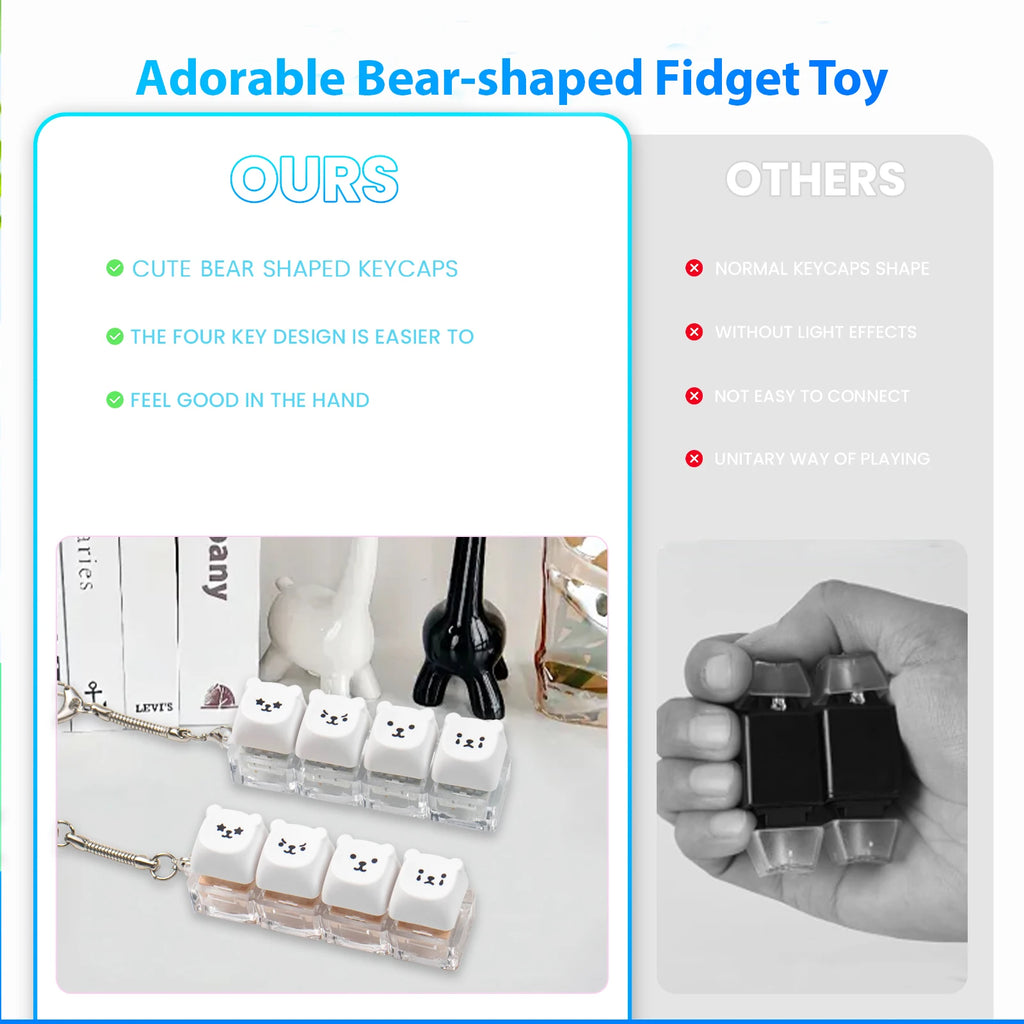 4 Keys Keyboard Fidget Toys Keyboard Clicker Keychain Fidget Sensory Fun Toys for Anxiety Decompression Keyboard Fidget Clicker