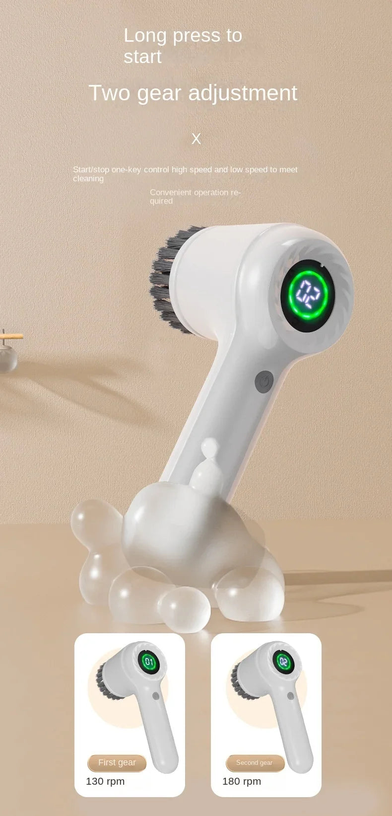 New5-in-1 electric handheld rotating cleaning brush with 5 replaceable brush heads,kitchen utensils,shoe uppers,and gap cleaning