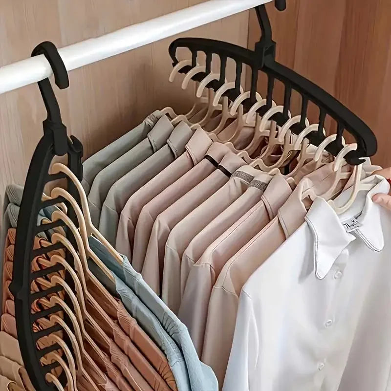 Folding Multi-Hole Clothes Hanger Non-slip Storage Rack Space Saving Clothes Rack Organizers For Wardrobe Jeans Trousers Scarf