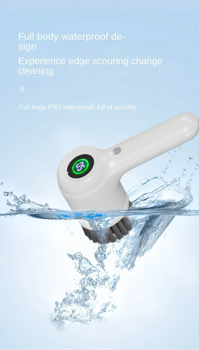 New5-in-1 electric handheld rotating cleaning brush with 5 replaceable brush heads,kitchen utensils,shoe uppers,and gap cleaning