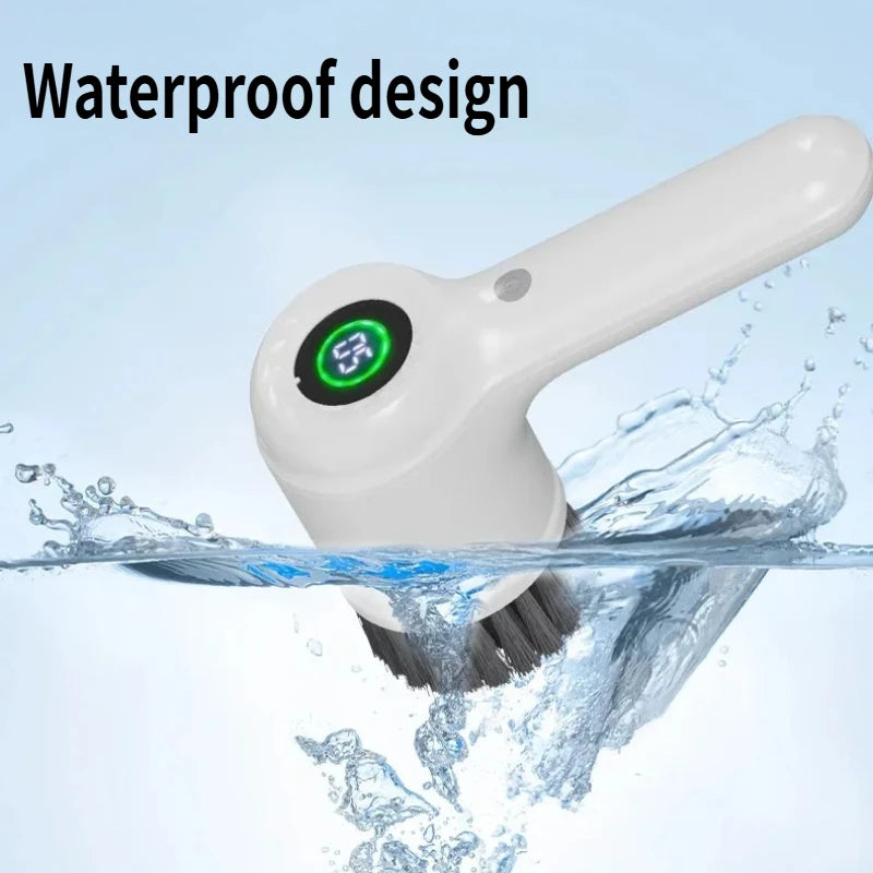 New5-in-1 electric handheld rotating cleaning brush with 5 replaceable brush heads,kitchen utensils,shoe uppers,and gap cleaning