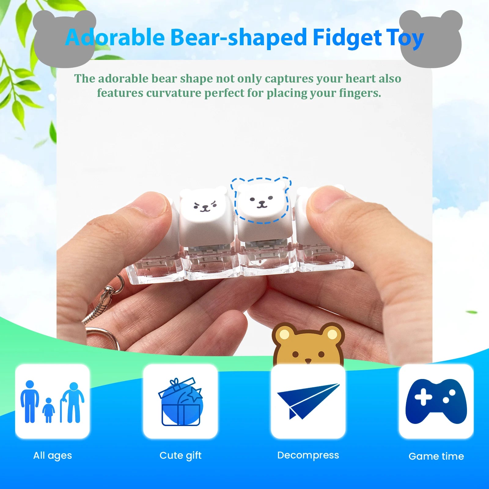 4 Keys Keyboard Fidget Toys Keyboard Clicker Keychain Fidget Sensory Fun Toys for Anxiety Decompression Keyboard Fidget Clicker